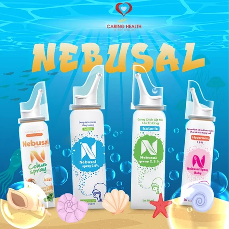 Nebusal Spray - Dung dịch nước biển xịt vệ sinh mũi, nghẹt mũi, sổ mũi (Đẳng trương/húng chanh/ưu trương) - Chai 50ml