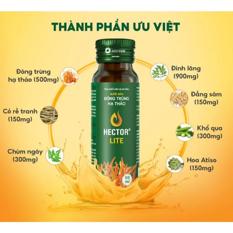 Ảnh Nước Nấm Đông Trùng Hạ Thảo Hector Lite (50ml x 10 chai) 3