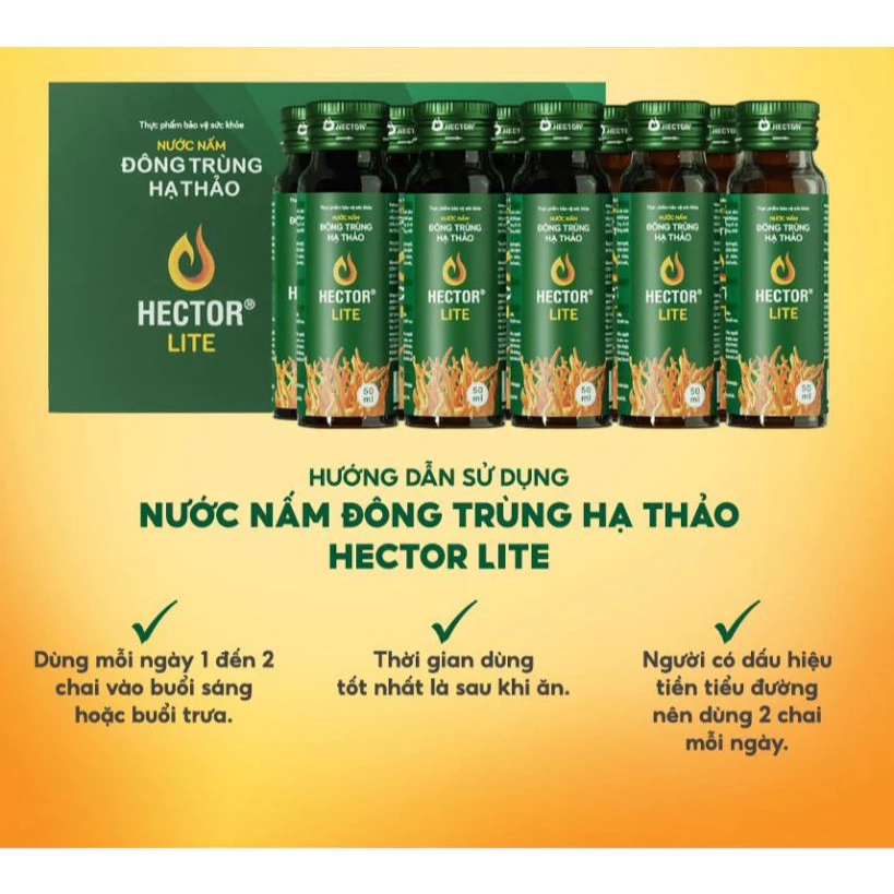 Ảnh Nước Nấm Đông Trùng Hạ Thảo Hector Lite (50ml x 10 chai) 4