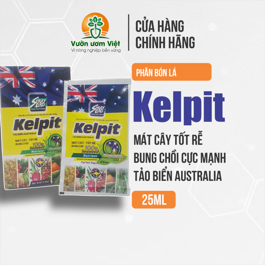 [Hộp 10 gói] Phân bón Kelpit chiết suất Rong biển từ Úc kích sinh trưởng, Tốt cây - Mát Rễ
