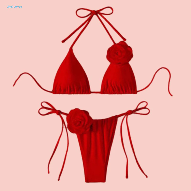 tina bikini tam giác 2 mảnh phối hoa trà nhiều màu M201