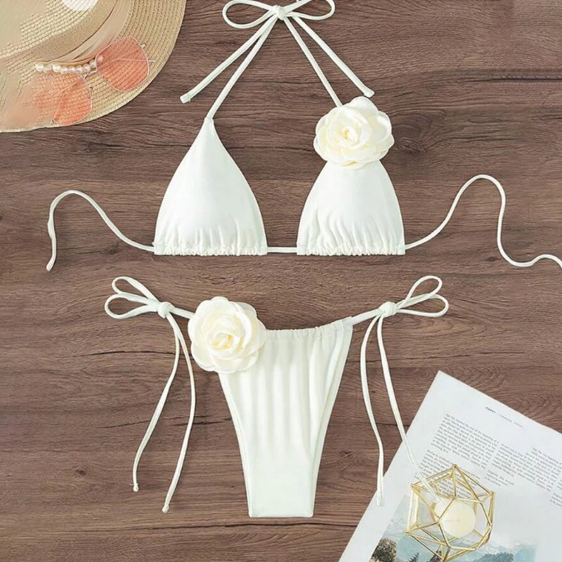 tina bikini tam giác 2 mảnh phối hoa trà nhiều màu M201