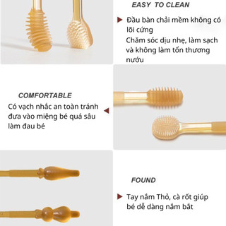 Set rơ lưỡi và bàn chải đánh răng silicon cho bé từ 0 - 18 tháng