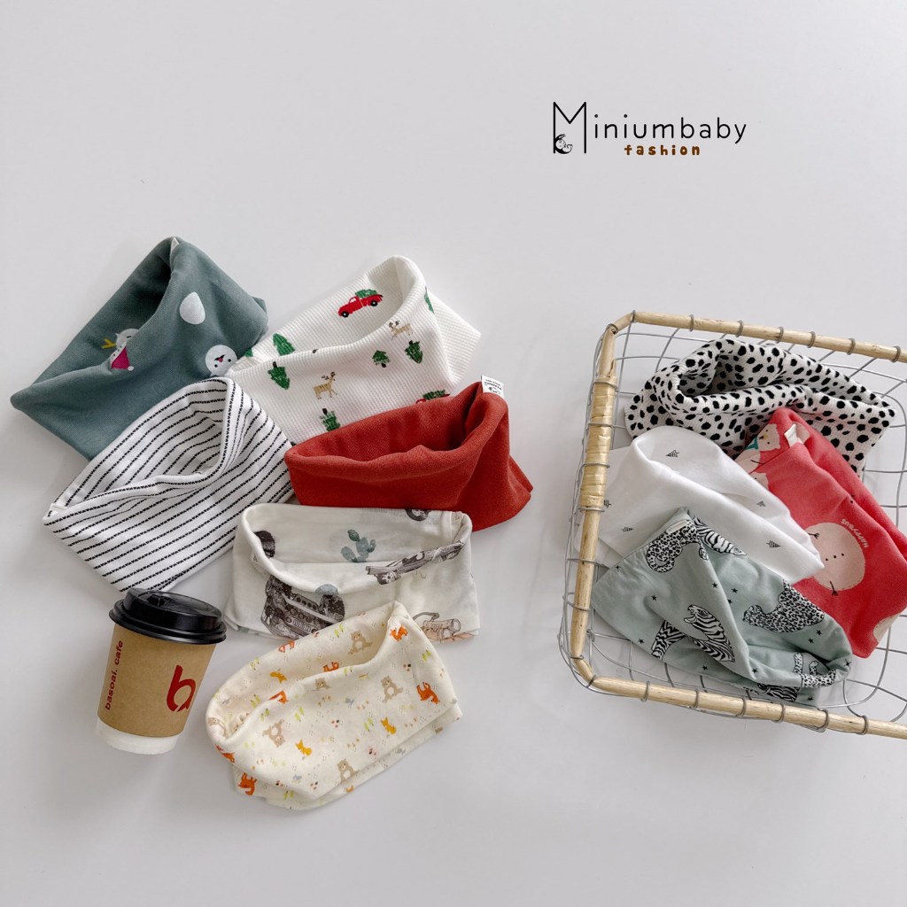 Khăn ống giữ ấm cổ trẻ em chất liệu cotton mềm mại và co giãn - Mẫu bé trai và bé gái MiniumbabyFashion KO1804