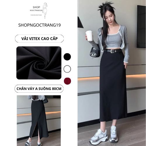 Chân Váy A Suông Phối Đai Da Cao Cấp SHOPNGOCTRANG19 CV91
