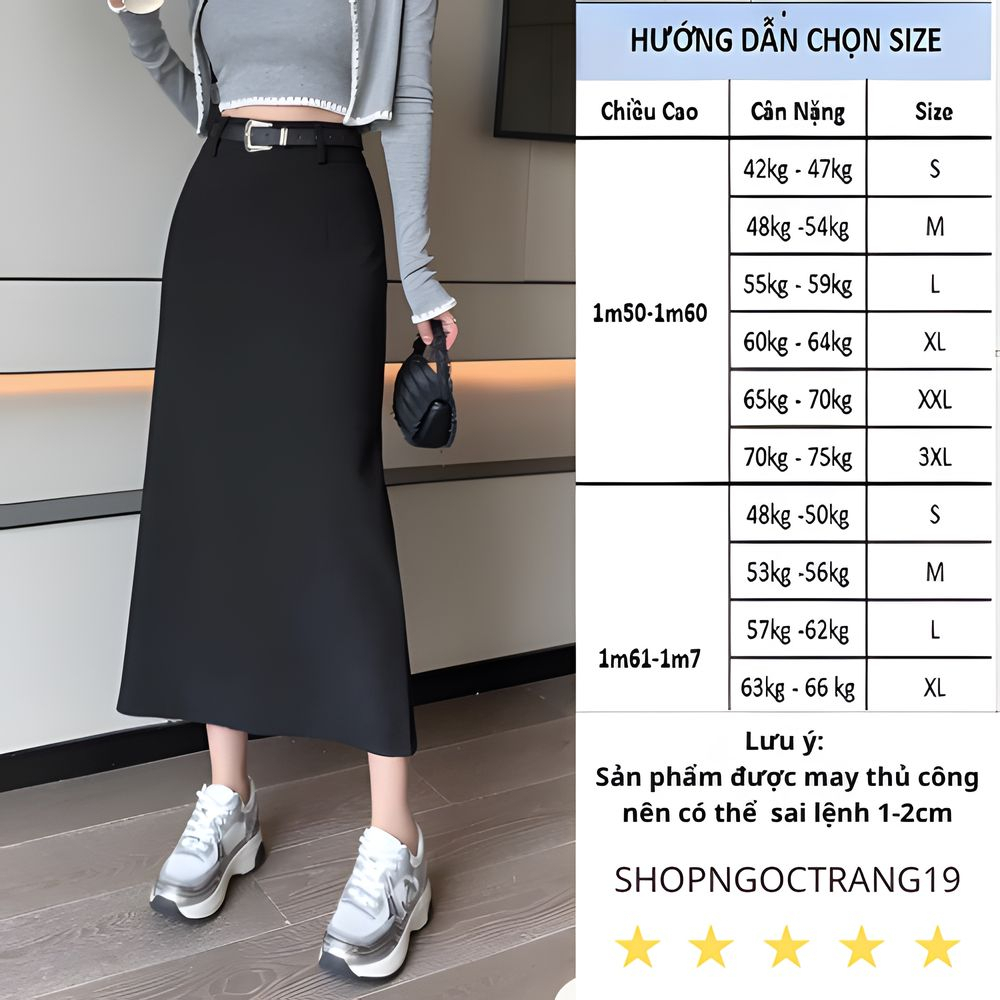 Chân Váy A Suông Phối Đai Da Cao Cấp SHOPNGOCTRANG19 CV91