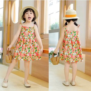 Váy bé gái, đầm bé gái 2 dây vải Thô Cotton dáng suông thoáng mát ChuChoaKids [VBC31]