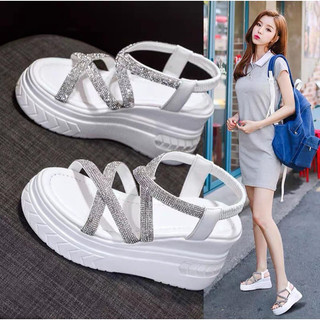 GIÀY SANDANL NỮ QUAI DÂY ĐÁ CAO 8p TT Nhẹ êm