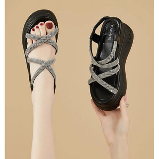 GIÀY SANDANL NỮ QUAI DÂY ĐÁ CAO 8p TT Nhẹ êm