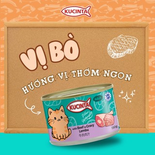 [150g] Pate Kucinta Lon Nhỏ, Pate Mèo Cam Dạng Nước Xốt Gravy Nhiều Toping cho mèo