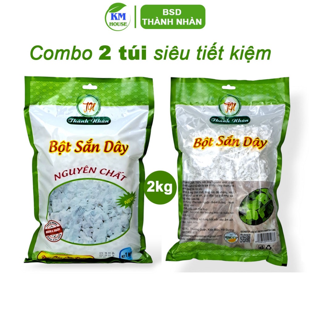 [Combo 2 gói] Bột Sắn Dây Thành Nhàn Nguyên Chất Kinh Môn Hải Dương Loại 1kg/gói