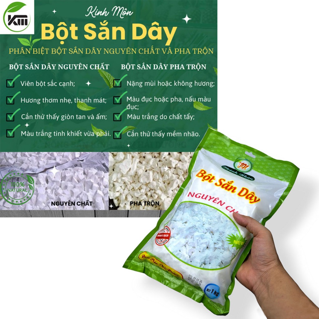 [Combo 2 gói] Bột Sắn Dây Thành Nhàn Nguyên Chất Kinh Môn Hải Dương Loại 1kg/gói