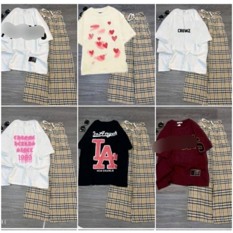 Tổng Hợp Các Set Bộ Quần Caro BBR + Mix Kèm Áo Phông Form Rộng Tay Lỡ chất cotton su mềm mát ---xuongquanaogiare
