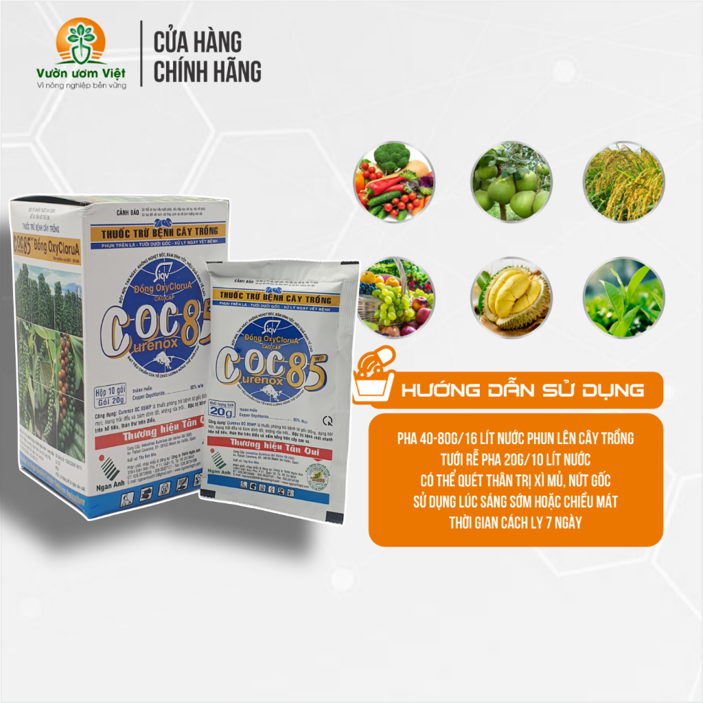 [Hộp 10 gói] Thuốc trừ bệnh Coc 85 chuyên trị nấm khuẩn trên cây trồng - 20gr