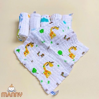 Set 5 khăn sữa xô 6 lớp Manny 30x30cm, khăn rửa mặt chất liệu cotton cho bé