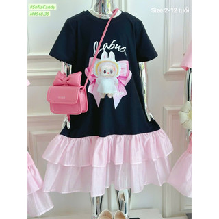 ❌❌XẢ LẺ SIZE❌❌ Đầm Labubu cotton phối tơ phong cách Hàn Quốc cho bé gái Sofia Candy