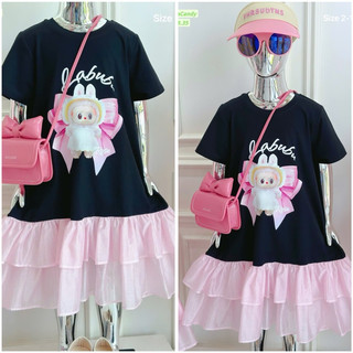 ❌❌XẢ LẺ SIZE❌❌ Đầm Labubu cotton phối tơ phong cách Hàn Quốc cho bé gái Sofia Candy