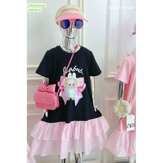❌❌XẢ LẺ SIZE❌❌ Đầm Labubu cotton phối tơ phong cách Hàn Quốc cho bé gái Sofia Candy