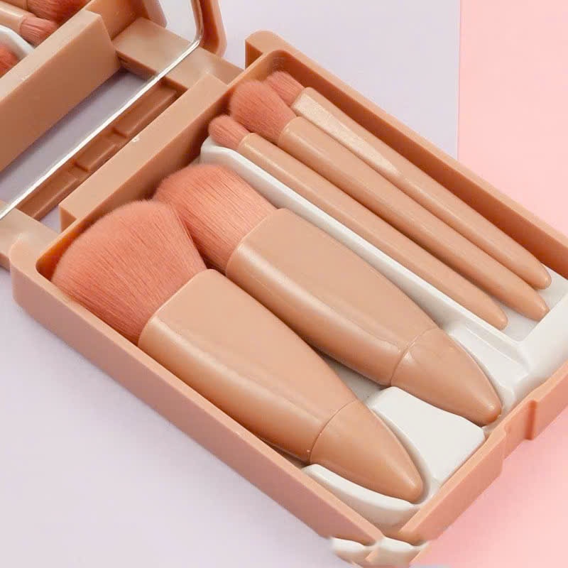 Bộ Cọ Trang Điểm Make Up Cá Nhân 5 Món Kèm Hộp Đựng,  HỌP CỌ 5 MÓN KÈM GƯƠNG - COTRANGDIEM6