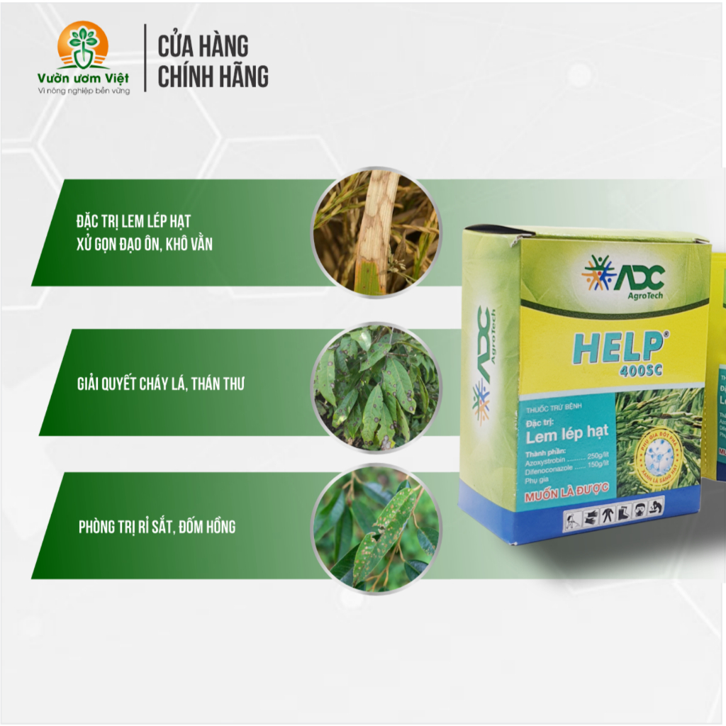 [Hộp 10 gói] Thuốc trừ bệnh HELP 400SC đặc trị nấm bệnh phổ rộng chính hãng ADC