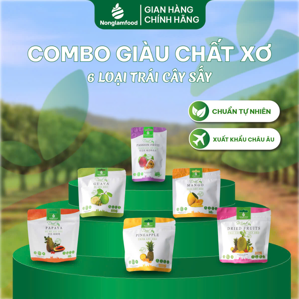 Trái cây hoa quả sấy Nông Lâm Food mít sấy, xoài sấy, chanh dây, mãng cầu, ổi sấy, thơm sấy