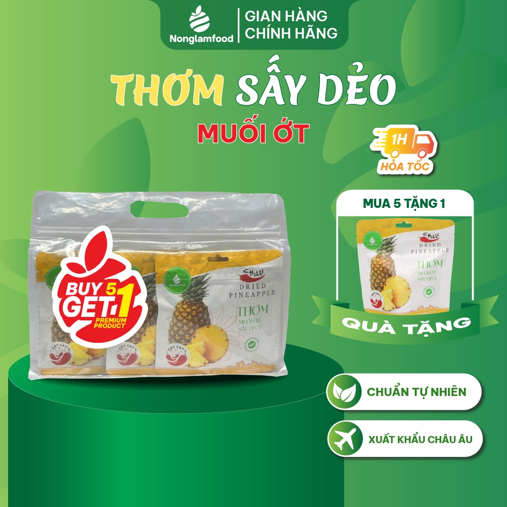 [Mua 5 Tặng 1] Combo 5 túi thơm muối ớt sấy dẻo 75g Nông Lâm Food | Ăn vặt văn phòng