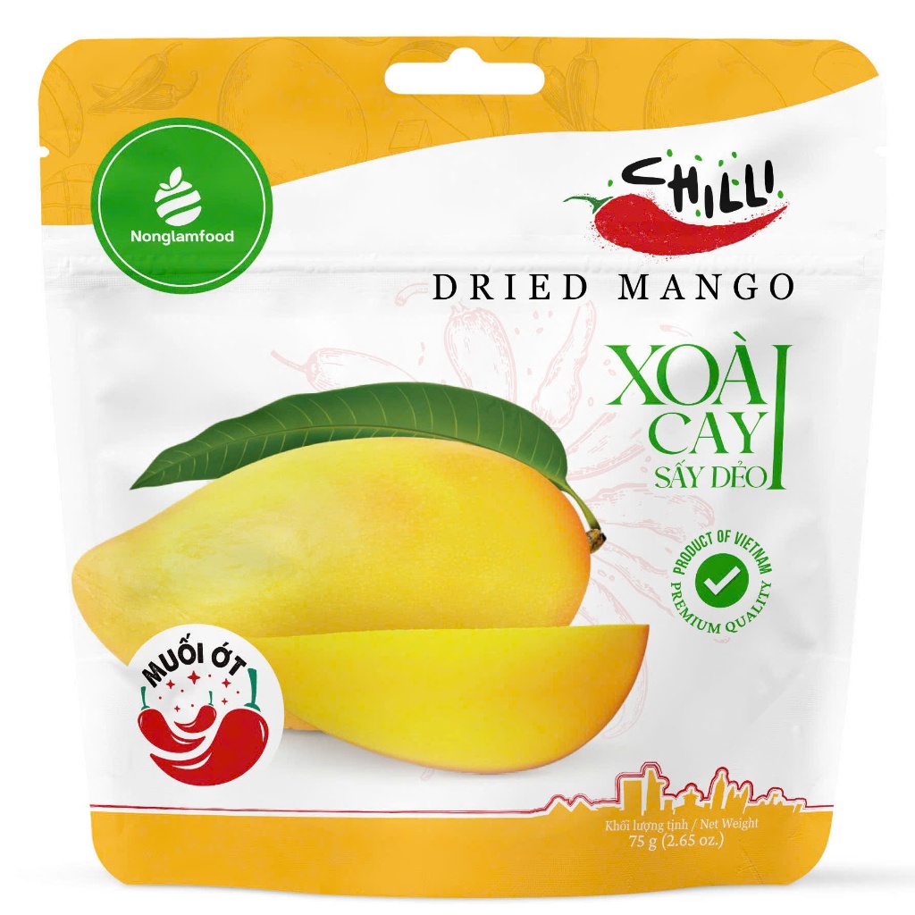 [Mua 5 Tặng 1] Combo 5 Túi Xoài Muối Ớt Cay Sấy Dẻo Nông Lâm Food Túi 75g | Healthy Snack