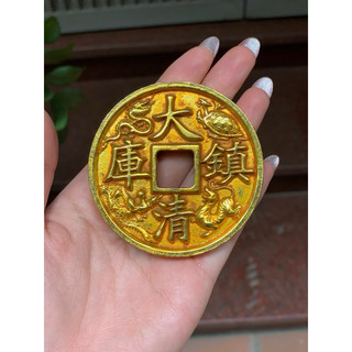 Xu ngũ đế 6,7cm RẤT DÀY vàng bóng giá 1 xu phong thuỷ  lộc