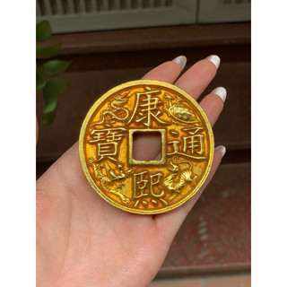 Xu ngũ đế 6,7cm RẤT DÀY vàng bóng giá 1 xu phong thuỷ  lộc