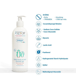 Gel Tắm Gội 2in1 Ziaja Cho Trẻ Từ 6 Tháng Tuổi Ziaja Baby Giúp Làm Sạch Nhẹ Nhàng Và Cấp Ẩm Cho Da Bé 400ml