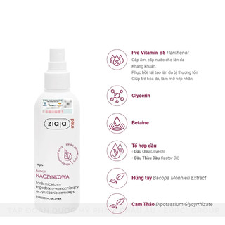 Xịt Dưỡng Ziaja Tăng Cường Hiệu Quả Bởi B5 Ziaja Med Kuracja Naczynkowa Tonik Micelarny 200ml