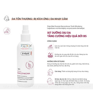Xịt Dưỡng Ziaja Tăng Cường Hiệu Quả Bởi B5 Ziaja Med Kuracja Naczynkowa Tonik Micelarny 200ml