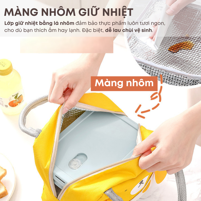 Túi Giữ Nhiệt Đựng Hộp Cơm KOOBEE Vải Oxford Dày Dặn Chống Nước Họa Tiết Hoạt Hình Mang Đi Học Đi Làm Cực Tiện  | 099