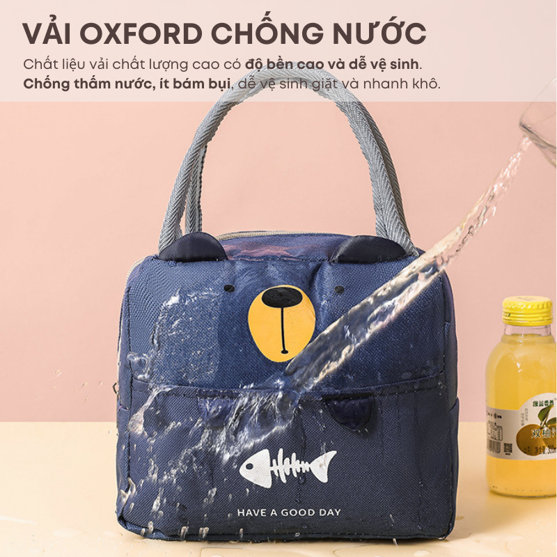 Túi Giữ Nhiệt Đựng Hộp Cơm KOOBEE Vải Oxford Dày Dặn Chống Nước Họa Tiết Hoạt Hình Mang Đi Học Đi Làm Cực Tiện  | 099