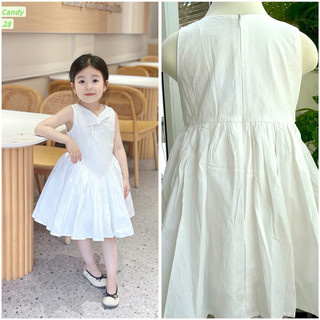 (Ảnh thật) Trang phục đi học, đi chơi, tiệc, sinh nhật, du lịch, Tết cho bé.Đầm công chúa trắng chất thô Hàn cho bé 40kg