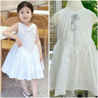 (Ảnh thật) Trang phục đi học, đi chơi, tiệc, sinh nhật, du lịch, Tết cho bé.Đầm công chúa trắng chất thô Hàn cho bé 40kg