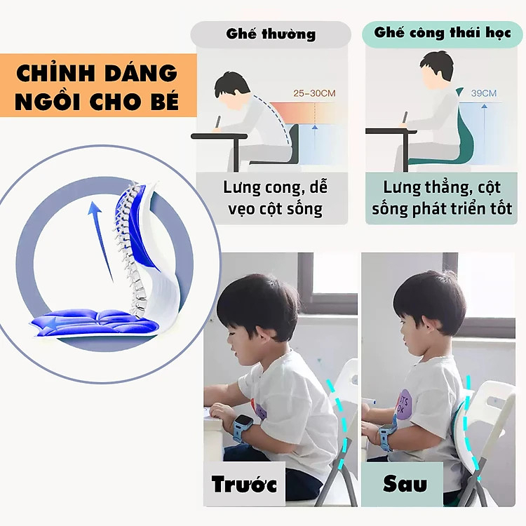 Ghế Công Thái Học Trẻ Em Chống Gù Lưng, Chống Cong Vẹo Cột Sống