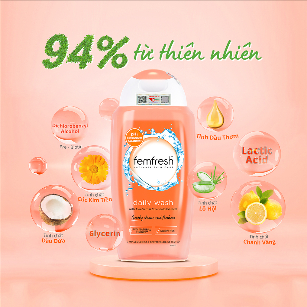 Ảnh Dung Dịch Vệ Sinh Phụ Nữ Số 1 Anh Quốc Femfresh. Dung dịch vệ sinh làm sạch dưỡng ẩm dịu nhẹ cho vùng kín tươi mới 4