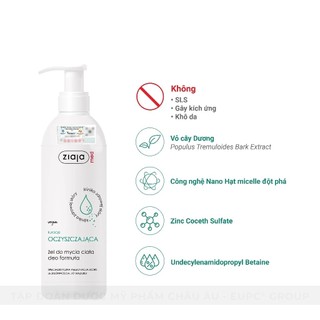 Gel Tắm Ngừa Khuẩn, Nấm Ziaja Med Kuracja Oczyszczajaca Zel Do Mycia Ciala Deo Formula 400ml