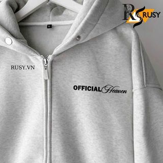 Áo Khoác Hoodie Khoá Kéo Zip Trơn Nỉ Bông In Chữ Dáng Form Rộng Nón 2 Lớp, Áo Hoodie In Chữ Nón Rộng Unisex RUSY