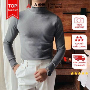 Áo Len Nam Cổ 3 Phân, Chất Liệu Len Mềm Mịn Đẹp Phong Cách Hàn Quốc