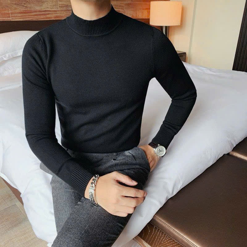 Áo Len Nam Cổ 3 Phân, Chất Liệu Len Mềm Mịn Đẹp Phong Cách Hàn Quốc