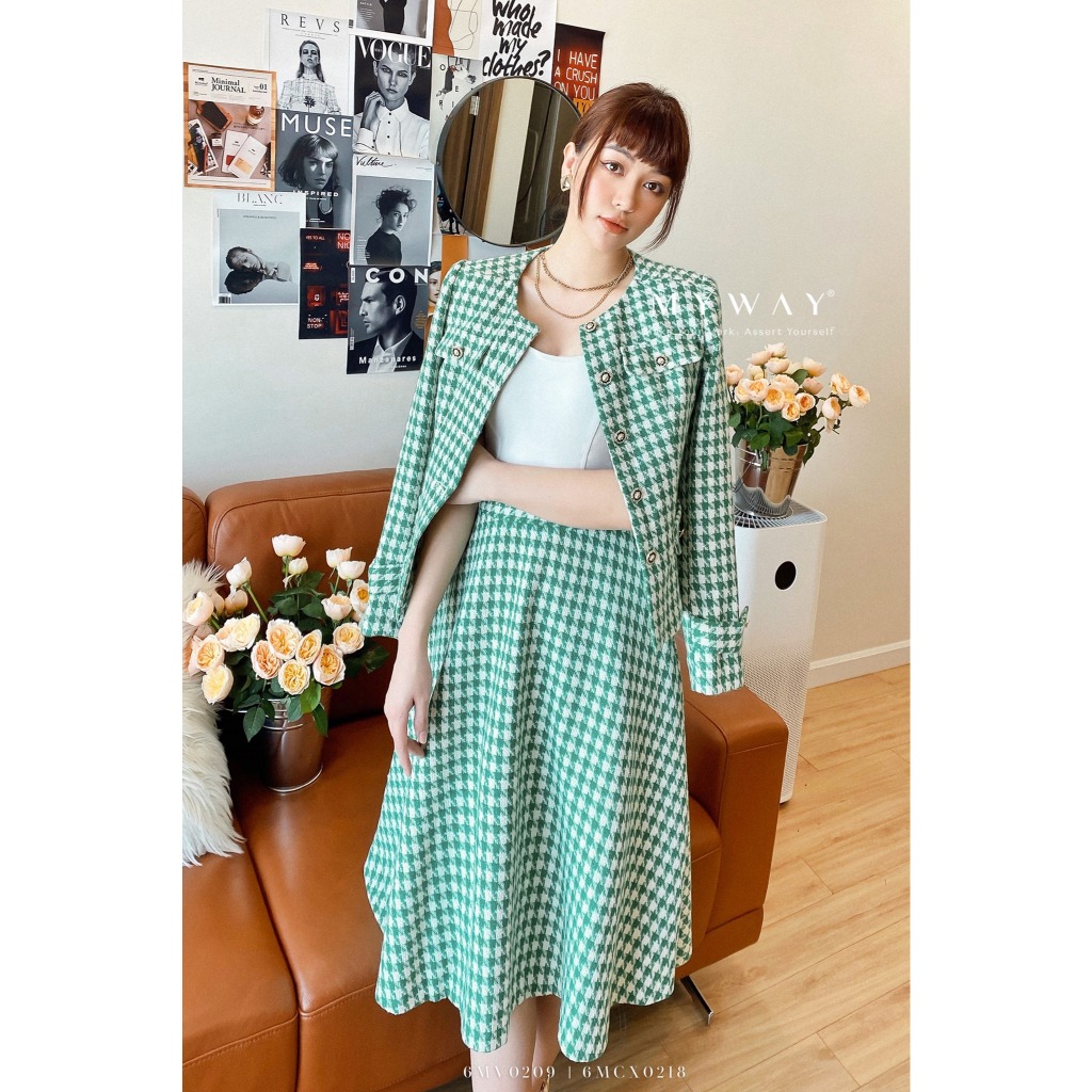 Ảnh Chân Váy Dạ Tweed Nữ MY WAY Dags Xòe Kẻ Ô Cao Cấp 6MCX0218 3