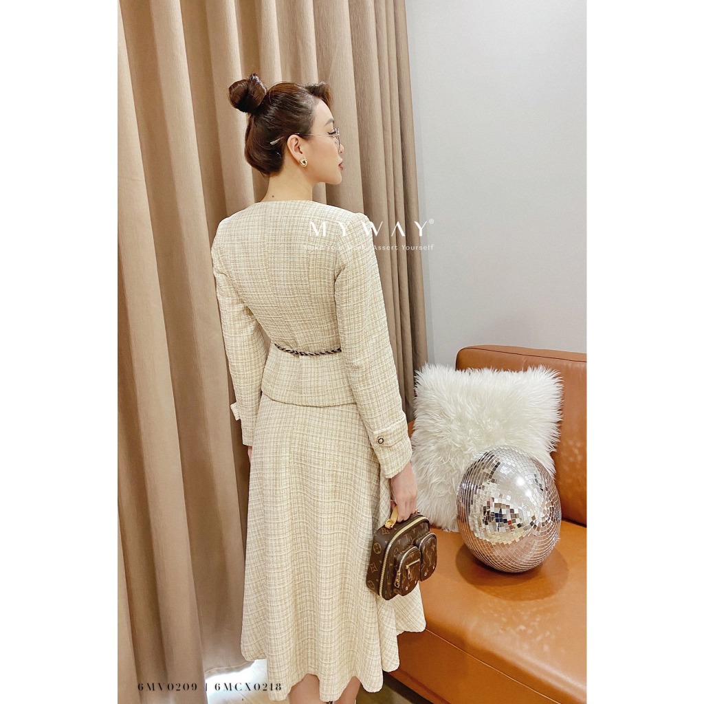 Ảnh Chân Váy Dạ Tweed Nữ MY WAY Dags Xòe Kẻ Ô Cao Cấp 6MCX0218 4