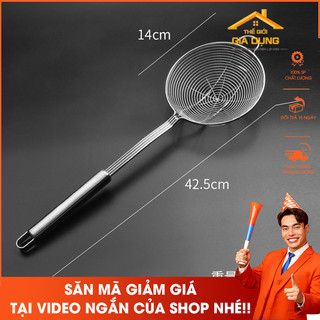 Vợt lưới Inox, vợt chiên ráo dầu dùng để vớt đồ chiên, rán, luộc, vợt lẩu, trụng mì, hủ ti