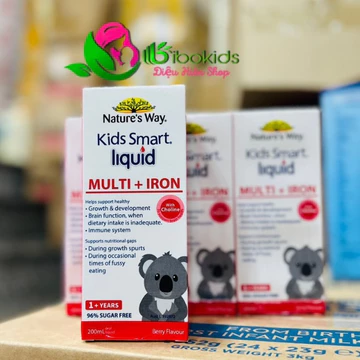 Siro Bổ Sung Sắt Và Multi Vitamin Cho Bé Nature's Way Kids Smart Liquid Multi + Iron Hỗ Trợ Tăng Đề Kháng Cho Bé 200m