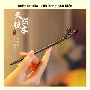 Trâm Cài Tóc Gỗ Đàn Hương Nụ Hoa - Ảnh Thật.