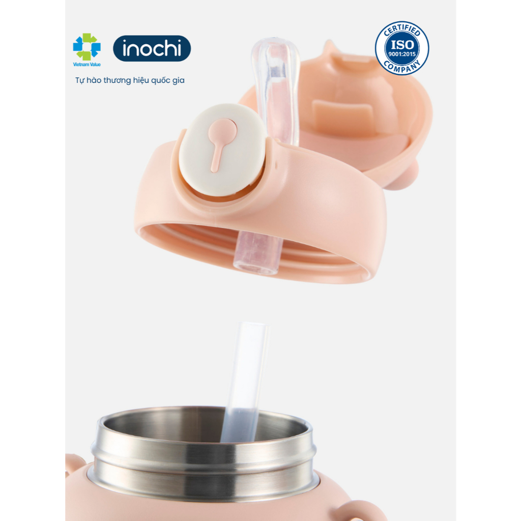 Bình nước giữ nhiệt Fuji Bear 560ml - Hình gấu dễ thương, màu sắc tươi tắn