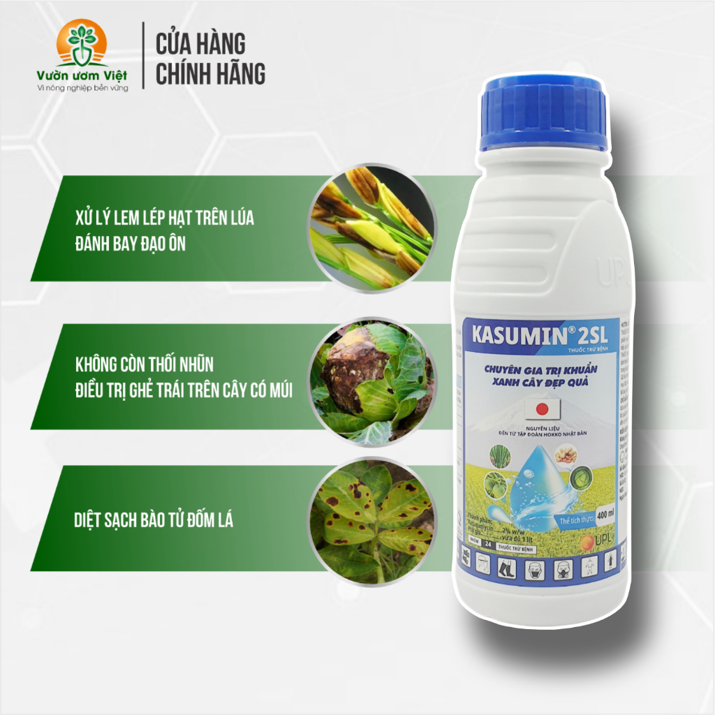 Thuốc trừ bệnh Kasumin 2SL xử lý vi khuẩn gây héo xanh, bạc lá, ghẻ sẹo, chết nhanh cây trồng 500ml