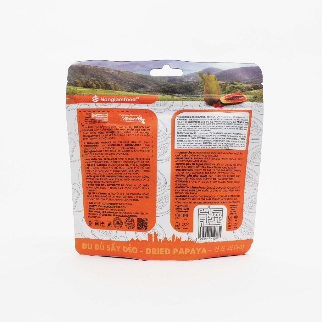 Đu đủ sấy dẻo Nông Lâm Food túi 50g | Quà tặng healthy cao cấp cho người thân, bạn bè
